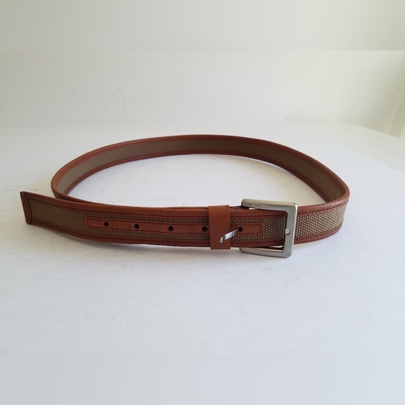 Michael Kors Men's Leather Trim Belt Silver Plated Buckle Size 40 Tan - Picture 1 of 15